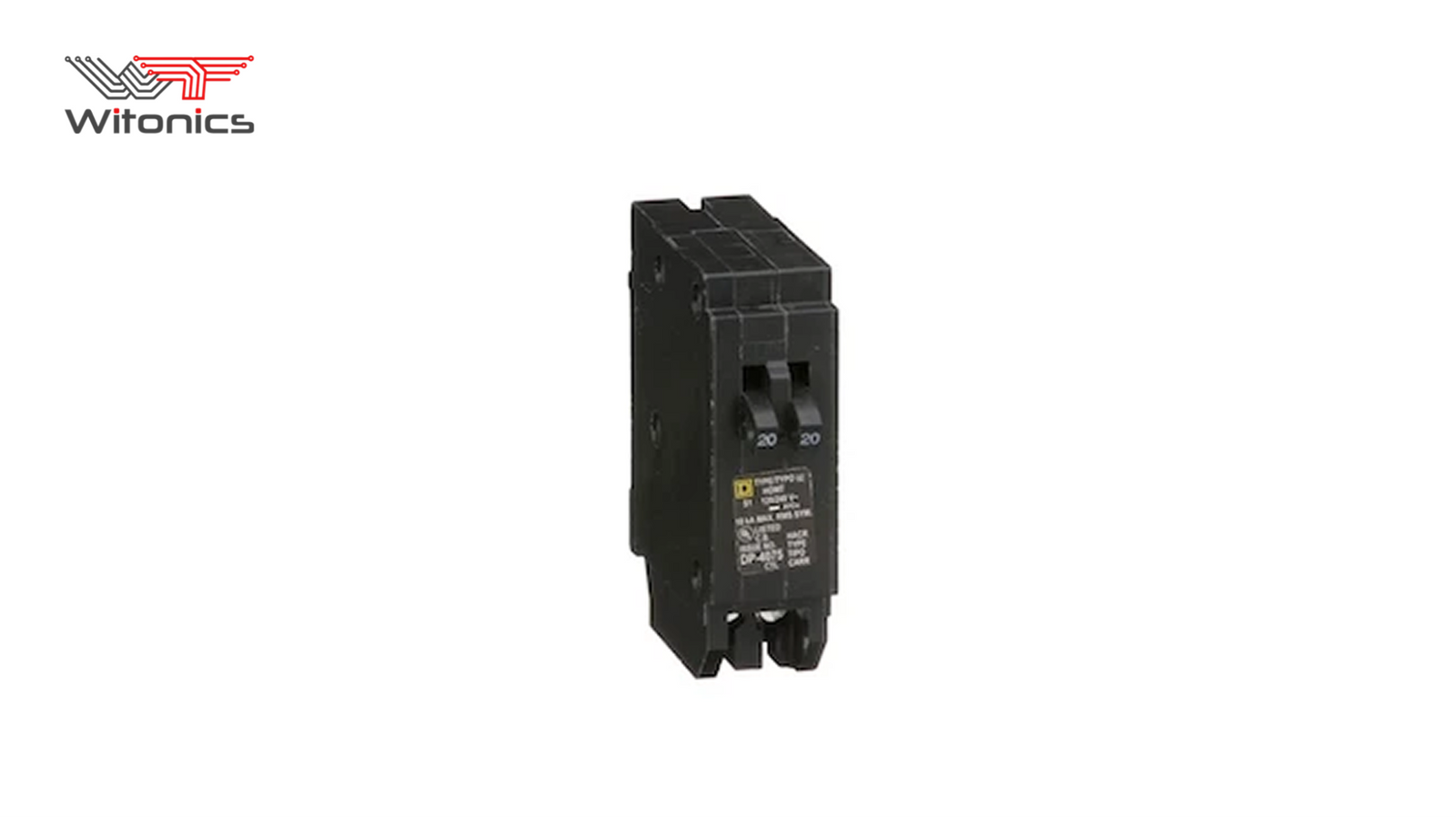 Square D Homeline tandem duplex 20-amp circuit breaker with two poles sharing one slot for residential electrical panels